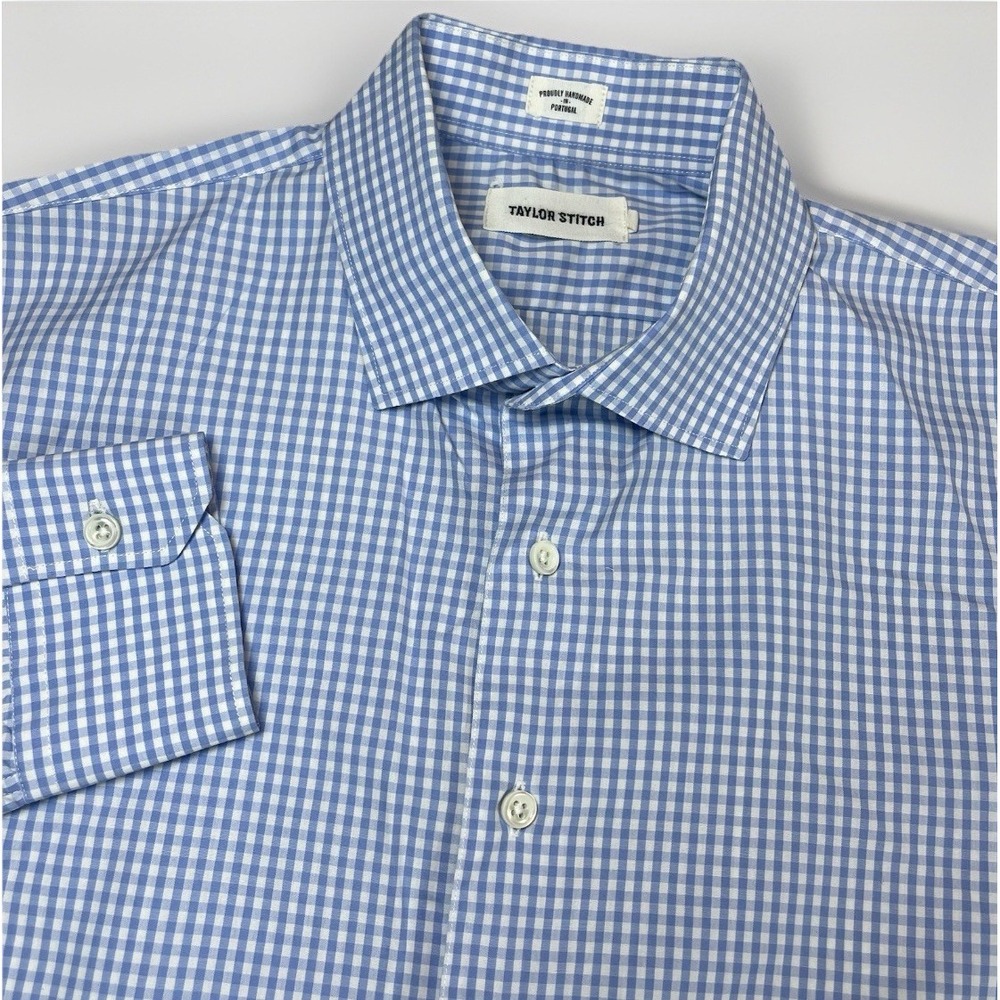Taylor Stitch Shirt Mens 42 Gingham Check Long Sleeve Button Up Cotton *FLAW*